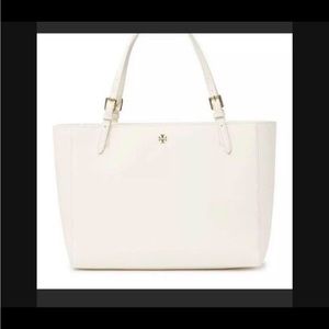 Tory Burch Emerson Buckle Tote Handbag Purse‎ NWT IVORY SAFFIANO LEATHER